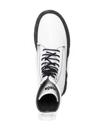 Viron Apple Faux Leather Combat Boots In White