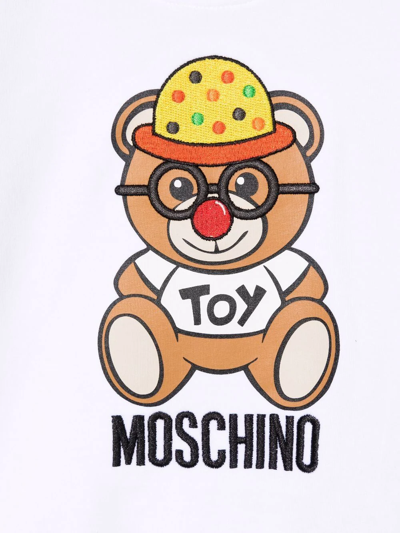 Shop Moschino Teddy Bear Clown-embroidered Sweatshirt In White