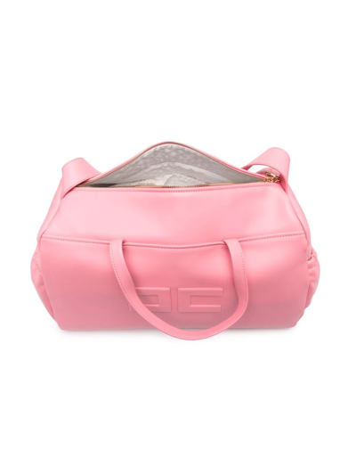 Elisabetta Franchi La Mia Bambina Embossed-logo Baby Changing Bag In Pink