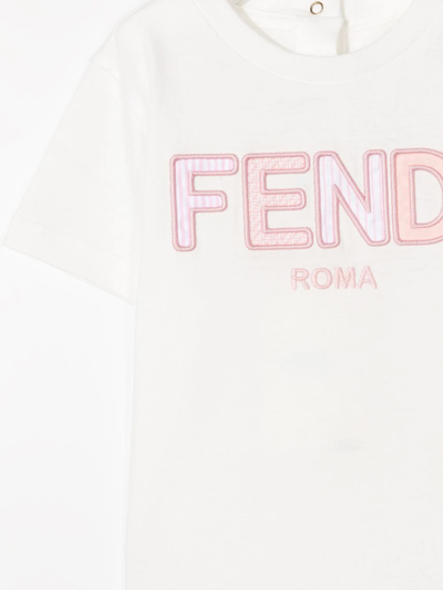Shop Fendi Embroidered-logo T-shirt In White