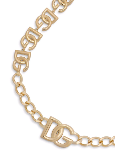 Dolce & Gabbana Dg Logo And Pearl Belt In Gold