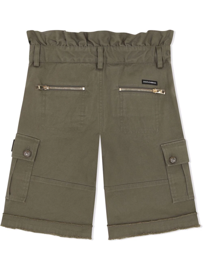 Shop Dolce & Gabbana Paperbag-waist Cargo Trousers In Green