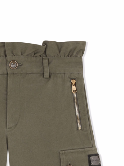 Shop Dolce & Gabbana Paperbag-waist Cargo Trousers In Green