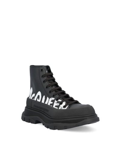 Shop Alexander Mcqueen Men's Black Leather Ankle Boots