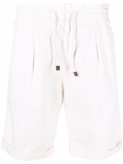 Shop Brunello Cucinelli Men's White Linen Shorts
