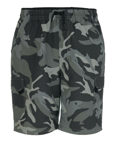 Shop Univibe Big Boys Stonedale Peached Cotton Nylon Pull-on Cargo Shorts In Carbon Camo