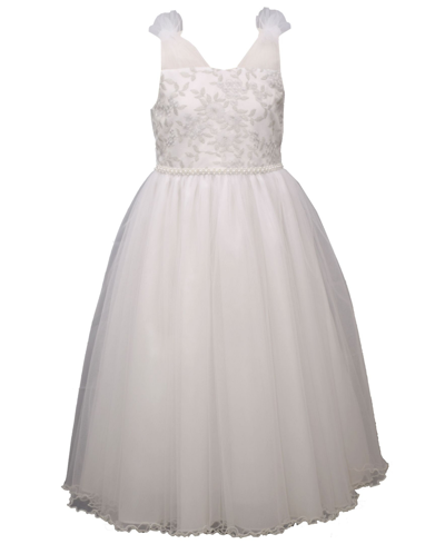 Big Girls Ivory Shimmery Mesh Embroidered Communion Dress 8-12 main image 1