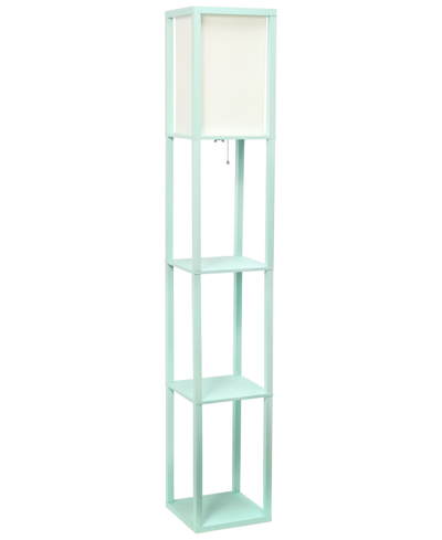 Shop Lalia Home Column Shelf Floor Lamp With Linen Shade In Aqua