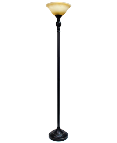 Shop Lalia Home Classic 1 Light Torchiere Floor Lamp With Marbleized Glass Shade In Restoration Bronze/amber Shade