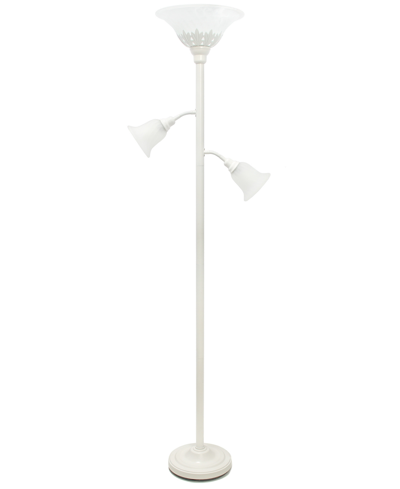 Shop Lalia Home Torchiere Floor Lamp With 2 Reading Lights And Scalloped Glass Shades In White/white Shade