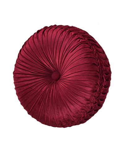 J Queen New York Maribella Tufted Decorative Pillow, 15" Round In Crimson