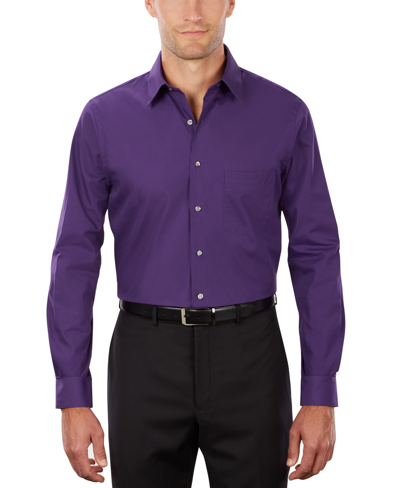 Shop Van Heusen Men's Classic-fit Poplin Dress Shirt In Purple Velvet