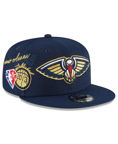 Shop New Era Men's  Navy New Orleans Pelicans Back Half 9fifty Snapback Adjustable Hat