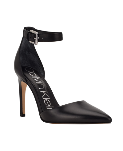 Shop Calvin Klein Women's Hilda Two Piece Dress Pumps Women's Shoes In Black Leather