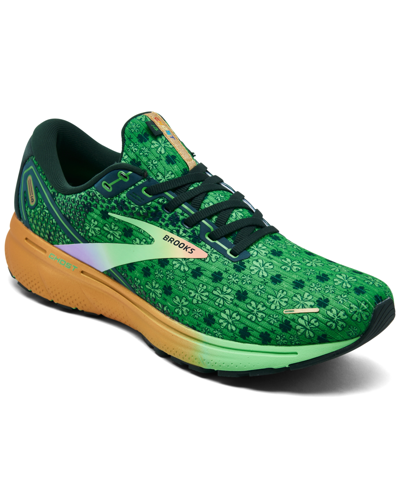 Shop Brooks Men's Ghost 14 Running Sneakers From Finish Line In Bright Green