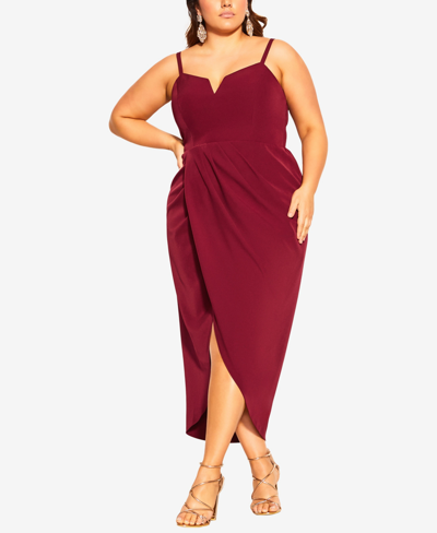 Shop City Chic Trendy Plus Size Sassy V-neck Dress In Ruby
