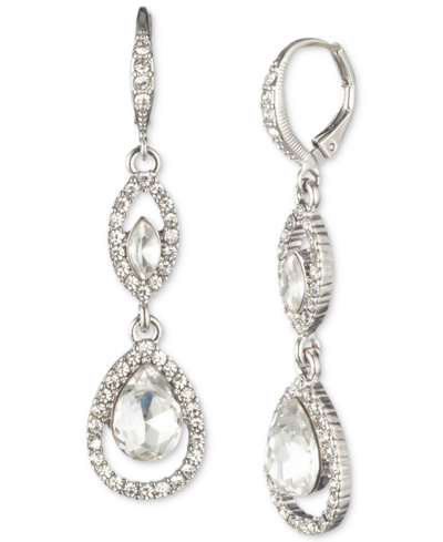 Shop Givenchy Pave Crystal Orb Double Drop Earrings In Rhodium