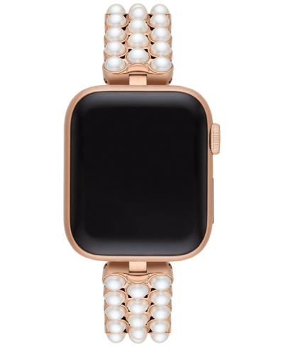 Shop Kate Spade Imitation Pearl Gold-tone Stainless Steel 38, 40mm Bracelet For Apple Watch