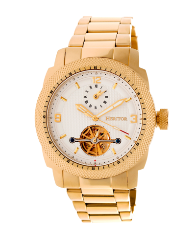 Shop Heritor Automatic Helmsley Gold & White Stainless Steel Watches 45mm
