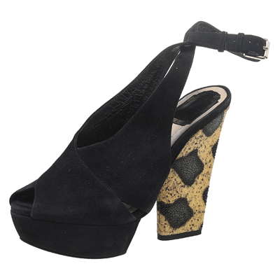 Pre-owned Dior Black Suede Platform Ankle Strap Sandals Size 37.5