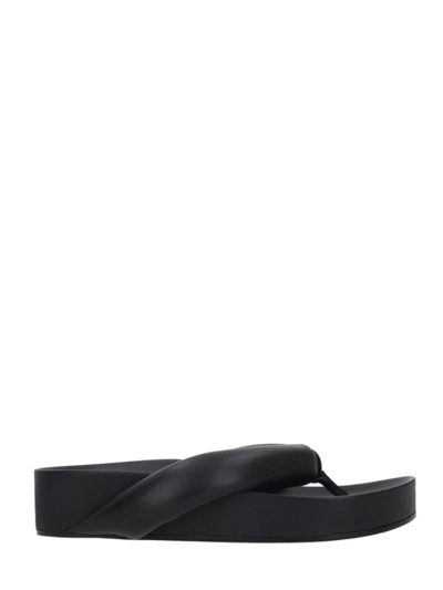 Shop Jil Sander Black Thong Sandals In Nappa Leather In Nero