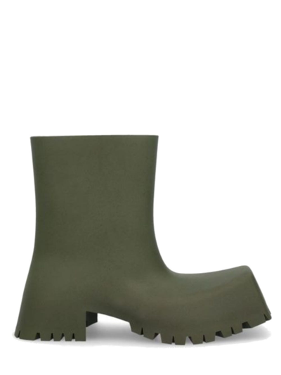 Shop Balenciaga Green Trooper Rubber Boots