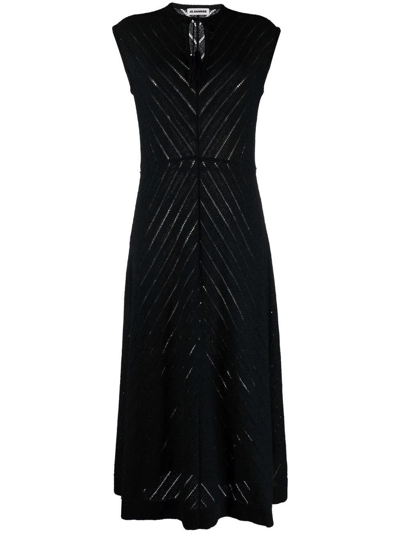 Shop Jil Sander Black Striped Maxi Dress In Nero