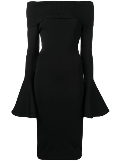 Shop Solace London Black Mori Midi Dress In Nero