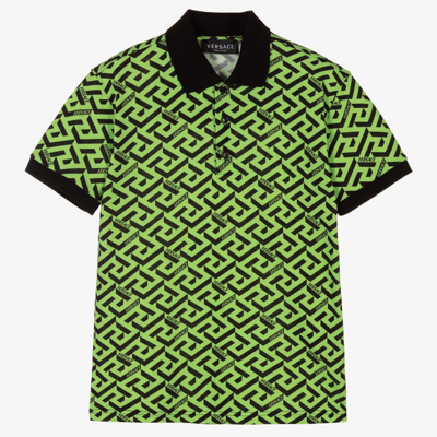 Shop Versace Teen Boys Green Polo Shirt