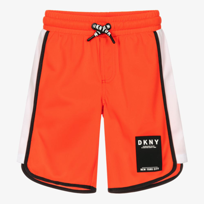 Shop Dkny Teen Boys Orange Logo Shorts