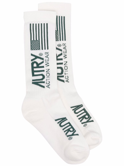 Shop Autry Logo Socks In Bianco