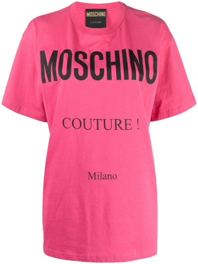 Shop Moschino Couture T-shirt In Organic Cotton In Pink & Purple