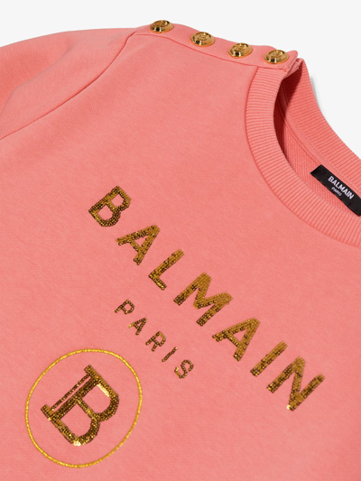 Shop Balmain Sequin-embellished Sweatshirt Dress In Pink