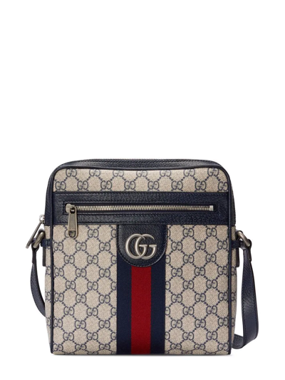 Shop Gucci Small Ophidia Messenger Bag In Blue