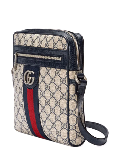 Shop Gucci Small Ophidia Messenger Bag In Blue