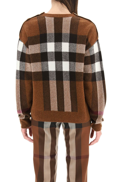 Shop Burberry Wool And Cashmere Sweater With Buttons In Mixed Colours