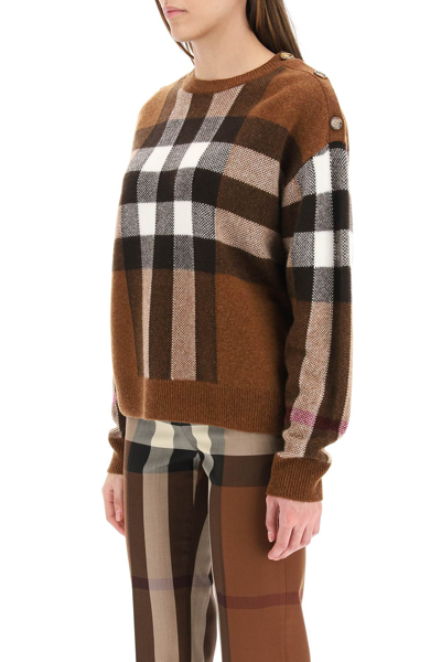 Shop Burberry Wool And Cashmere Sweater With Buttons In Mixed Colours