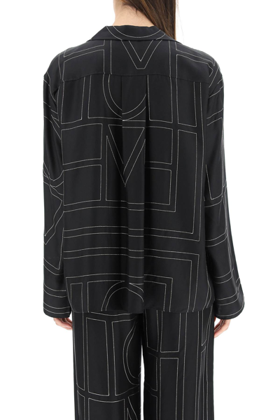 Shop Totême Toteme Silk Twill Pajama Shirt In Black