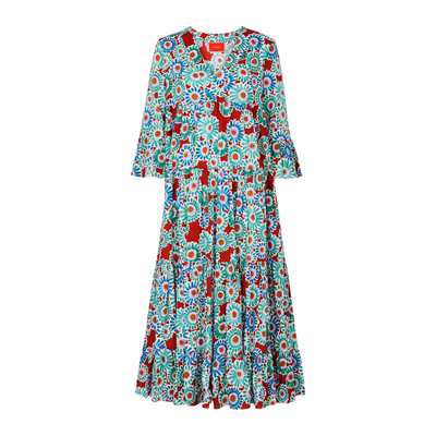 Shop La Doublej Jennifer Jane Printed Cotton Midi Dress In Multicoloured