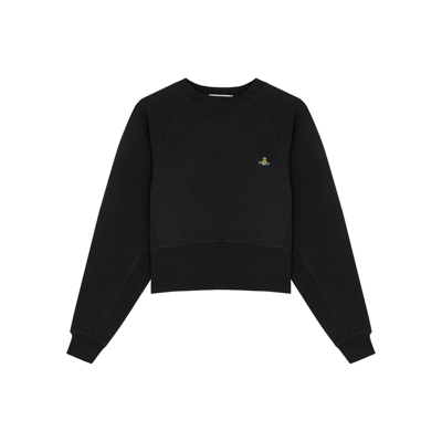 Shop Vivienne Westwood Black Logo-embroidered Cotton Sweatshirt