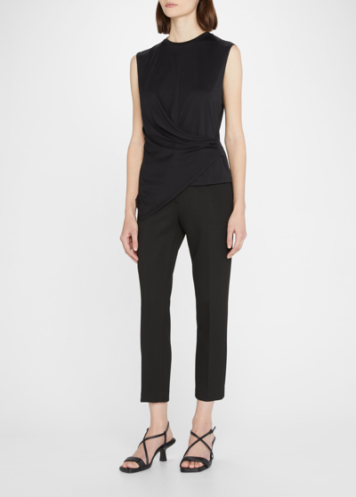 Shop Theory Treeca Double-knit Pants In Blk