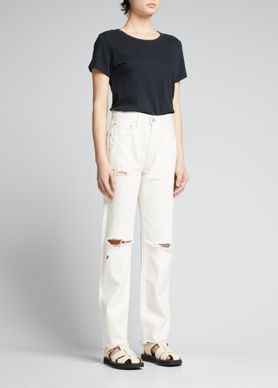Moussy Vintage Odessa High-rise Distressed Straight-leg Jeans In