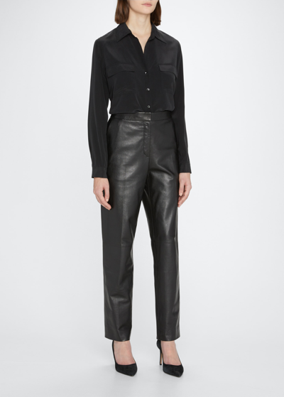 Shop L Agence Margaret Silk Button-front Blouse In Black