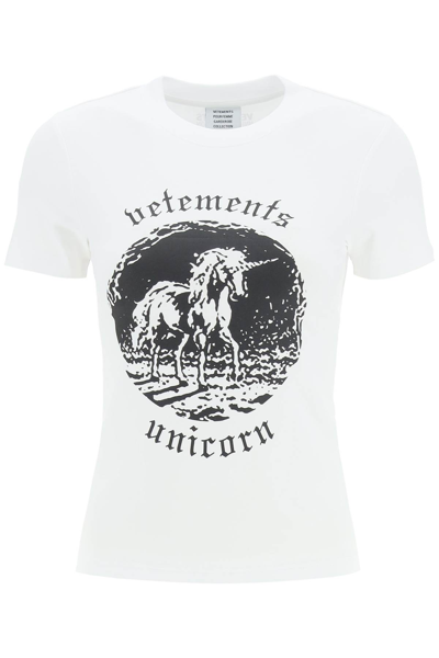 Shop Vetements Double Unicorn T-shirt In White (white)