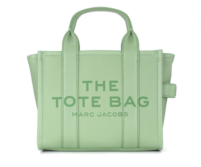 Shop Marc Jacobs The  The Leather Mini Traveler Green Tote Bag In Verde