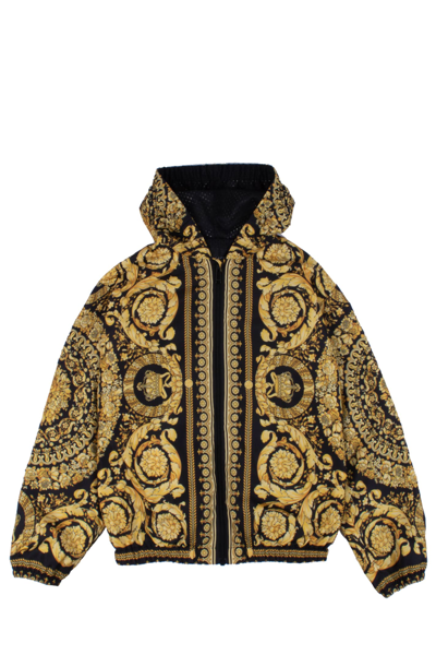 Shop Versace Baroque Hooded Jacket In Multicolor