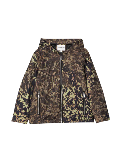 Shop Givenchy Leopard-print Baby Jacket In Kaki