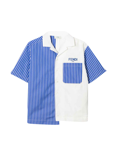 Shop Fendi White / Blue Shirt Boy In Bianco/azzurro