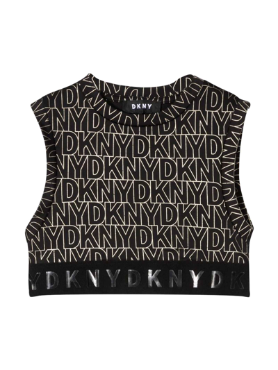 Shop Dkny Black Teen Girl Top In Nero/giallo