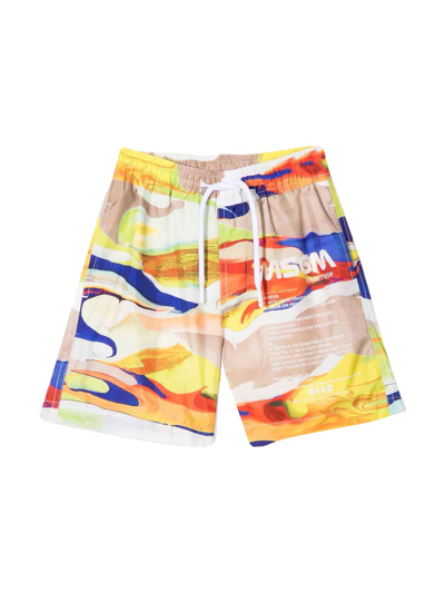 Shop Msgm Multicolor Teen Boy Bermuda Shorts